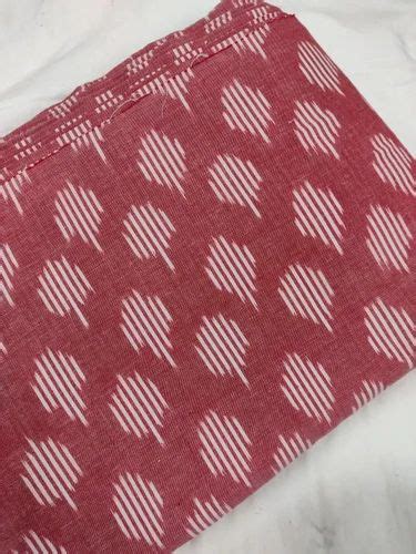 Light Red Abstract Handloom Pure Cotton Ikat Fabric Ikat Ikat Print