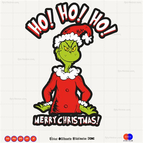 Ho Ho Ho Merry Christmas Grinch Svg Png Eps Dxf Ai Arts Vector