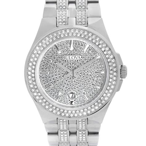 Bulova Phantom Mm Steel Swarovski Crystals Pave Dial Quartz Til