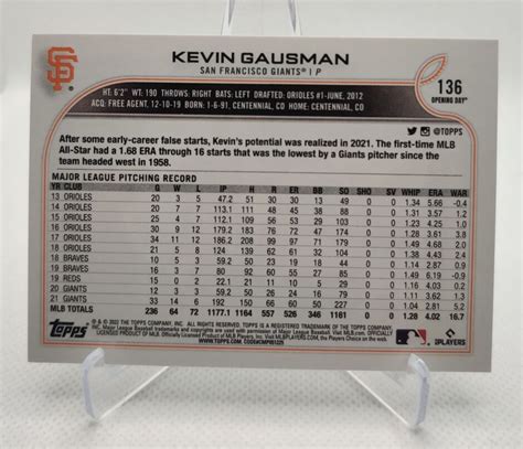 2022 Topps Opening Day Kevin Gausman San Francisco Giants 136 EBay