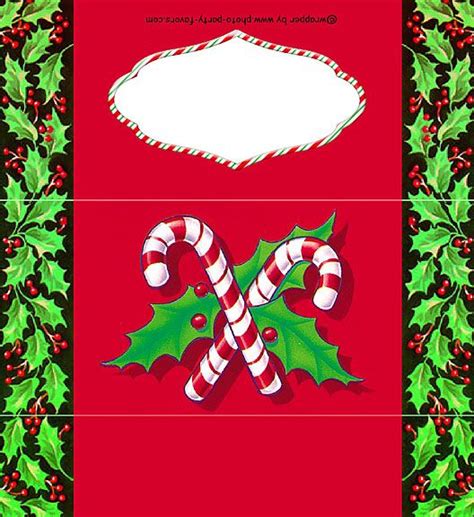 Holly And Candy Canes Free Printable 155 Oz Candy Bar Wrapper Ready