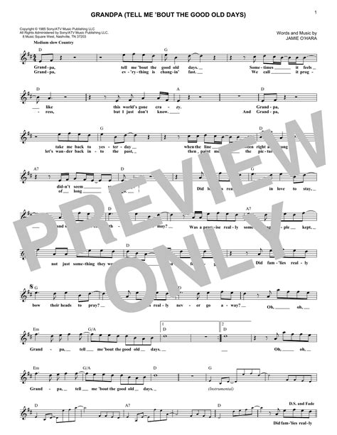 Grandpa Tell Me Bout The Good Old Days By The Judds Sheet Music For