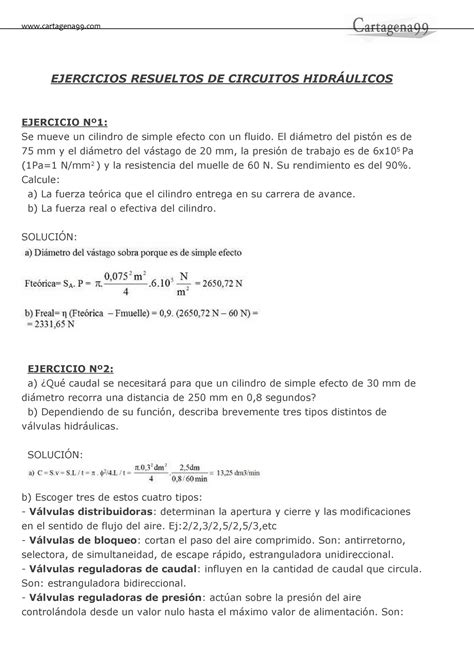 Ejercicios Resueltos De Equipos Hidraulicos Y Neumaticos Equipos