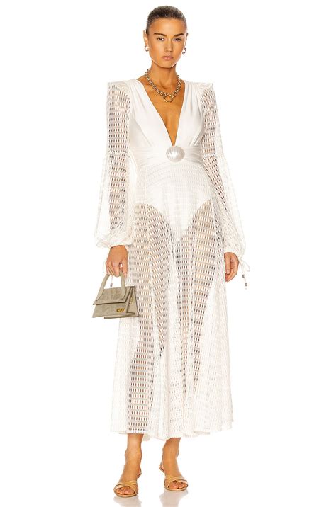 PatBO Plunge Long Sleeve Beach Dress In White FWRD