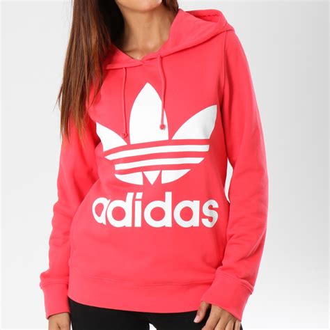 Adidas Originals Sweat Capuche Femme Trefoil Dh3136 Rouge