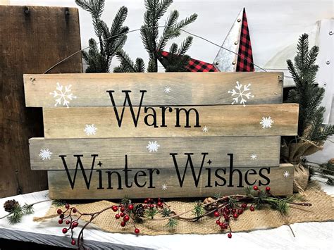 Warm Winter Wishes Rustic Farmhouse Winter Sign Christmas Etsy