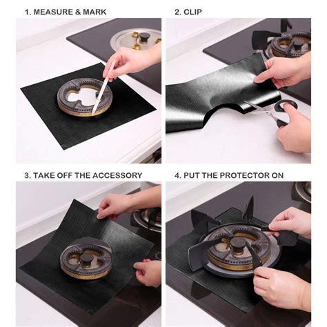 4pcs Reusable Gas Stove Top Burner Protector Liner Pad Cover Kitchen Cleaning 629774797796 Ebay