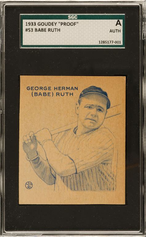 1933 R319 Goudey Babe Ruth Color Process Proof Card REA Archive