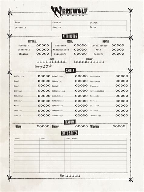 w5 Core Digital Character Sheets v2 | PDF | Cognition