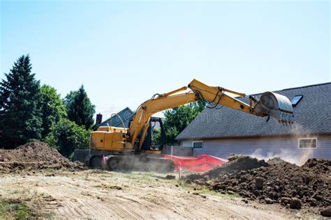 Construction Backhoe Digging House Foundation Stock Image - Image of backhoe, house: 250701901