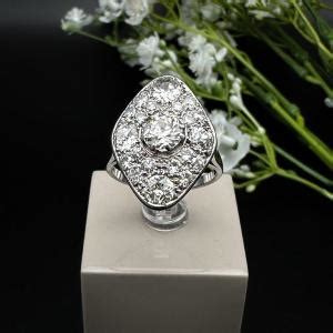 Proantic Bague Art D Co En Platine Sertie De Diamants