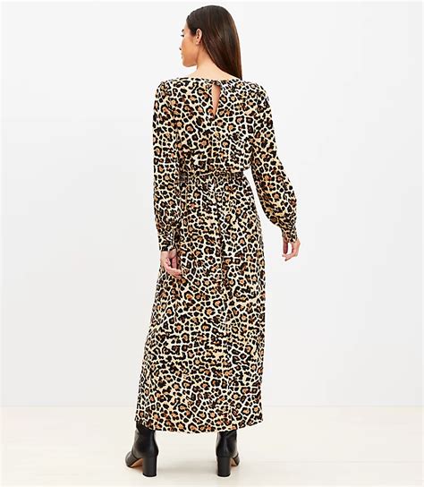 Leopard Print Smocked Waist Maxi Dress