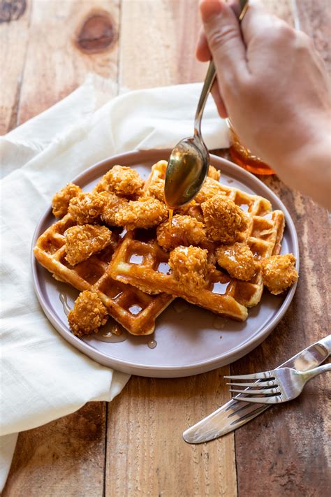 Crispy Baked Chicken And Waffles With Sriracha Honey Recipe Chicken