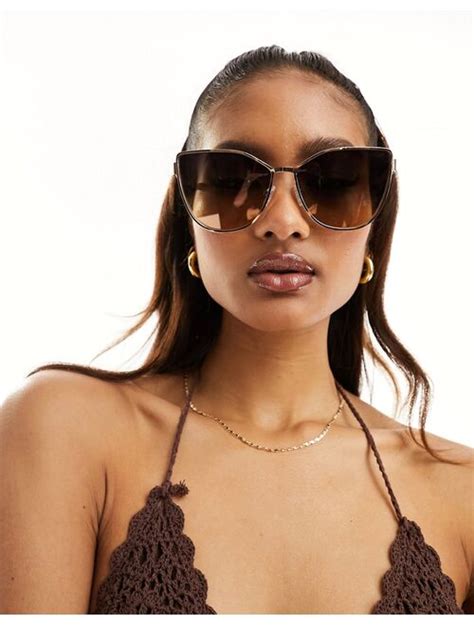 Buy Quay Australia Quay In Pursuit Cat Eye Sunglasses In Black And Gold