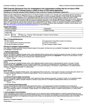 Fillable Online Research Ucla Phs Financial Disclosure Form For