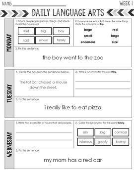 2nd Grade Language Spiral Review PRINTABLE FREE TpT