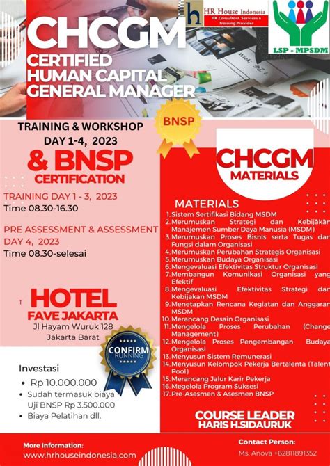 Bnsp Certification Certified Human Capital General Manager Cgmhr Bnsp