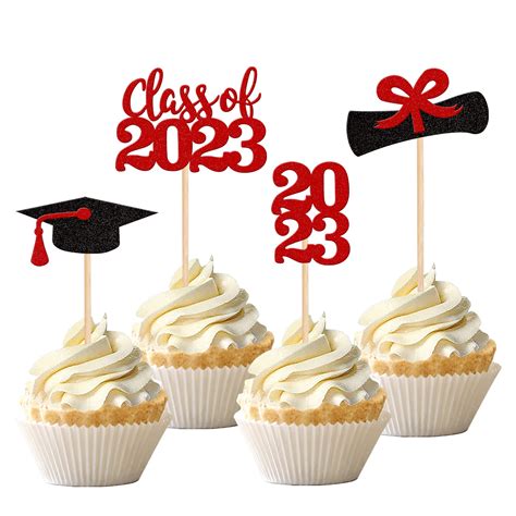 Buy 36 PCS 2023 Graduation Theme Cupcake Toppers Glitter Class Of 2023