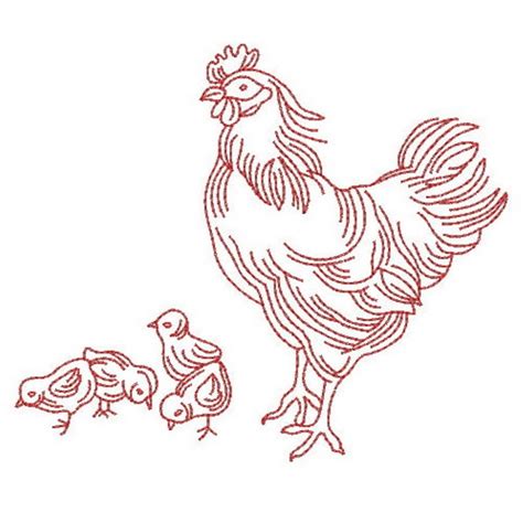 Redwork Chickens Set Designs Sizes Products Swak Embroidery