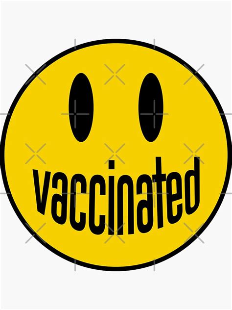 Vaccinated Smiley Face Sticker For Sale By Chrismanubag Redbubble