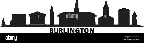 United States, Burlington city skyline isolated vector illustration ...