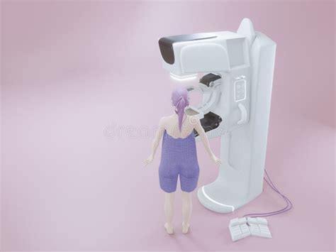 Mammography Device For Screening Breast Cancer 3d Woman Model Stock Illustration