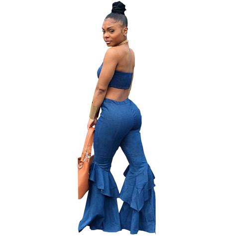 Joiekuno Solid Denim Fashion Long Jumpsuits Blusas Mujer De Moda 2019