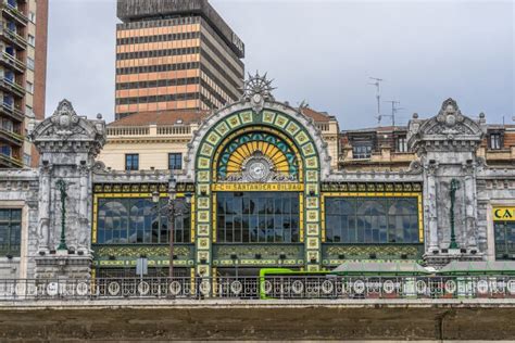 Facade Column Of Abando Indalecio Prieto Railway Station Also Known As