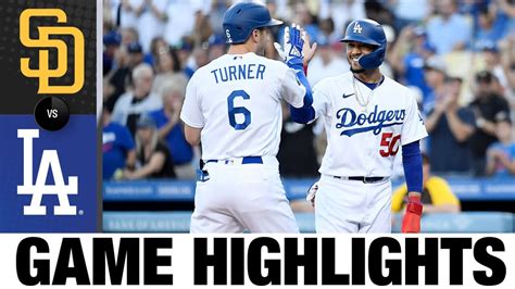 Padres Vs Dodgers Game Highlights 9322 Mlb Highlights Youtube