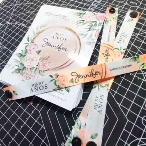 Invitación Y Pulsera Para Xv Años Boda Aniversario Pack 50 en venta en