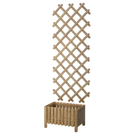 ASKHOLMEN Flower Box With Trellis Outdoor Light Brown Stained IKEA