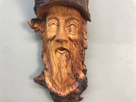 Whimsical Wood Tree Spirit Art Sculpture Wizard Carving Sculpture Art