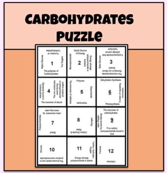 Carbohydrates Puzzle By Hey Now Science Tpt