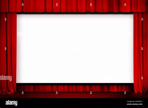 Cinema Big Screen With Red Curtains Stock Photo Alamy