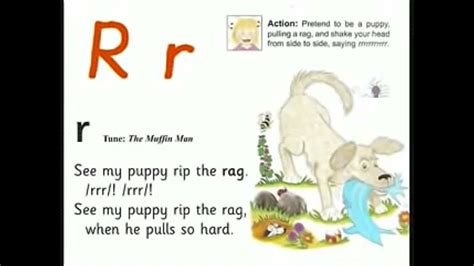 Uk School Primary One Jolly Phonics Song Rr See My Puppy Rip The Rag