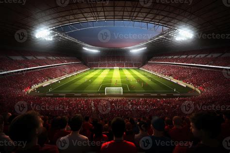 view inside soccer stadium with fans on stadium. Generative AI 26196124 ...