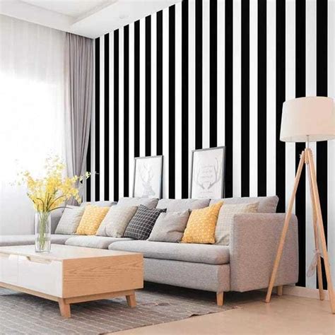 Jual WALLPAPER DINDING STICKER SALUR GARIS HITAM PUTIH 9MX45 Shopee