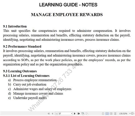 Manage Employee Rewards Lecture Guide Pdf Notes Tvet Cdacc Level Cbet