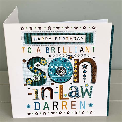 Son In Law Birthday Card Special Son In Law Personalised Etsy Uk