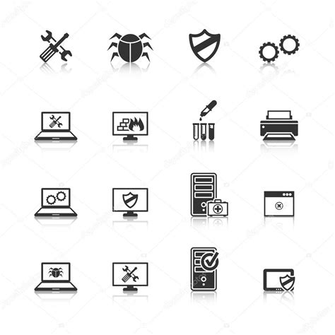 Computer Repair Icons Set Stock Vector Macrovector 56066245