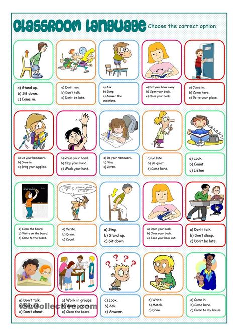 Classroom Language Multiple Choice Classroom Language Classroom