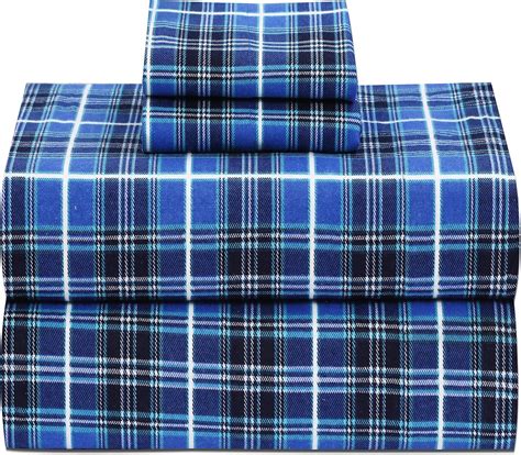 Amazon.com: Ruvanti 100% Cotton 4 Piece Flannel Sheets Queen - Deep ...