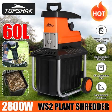 TOPSHAK TS WS2 2800W Garten Shredder Holz Shredder Baum Blatt Shredder