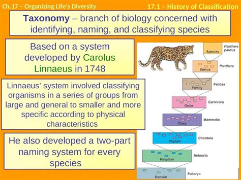 PPT Ch 17 Organizing Lifes Diversity 17 1 History Of