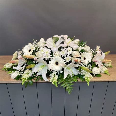 Seasonal White Casket Amanda Jayne Flowers Local Florist Noosa