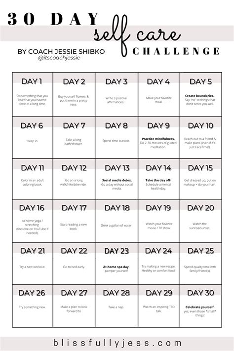 30 Day Self Care Challenge Artofit