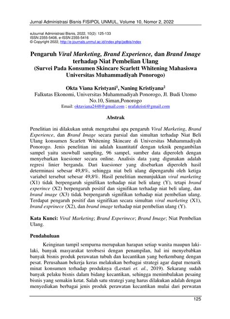 PDF Pengaruh Viral Marketing Brand Experience Dan Brand Image