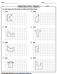 Slide, Flip and Turn Worksheets