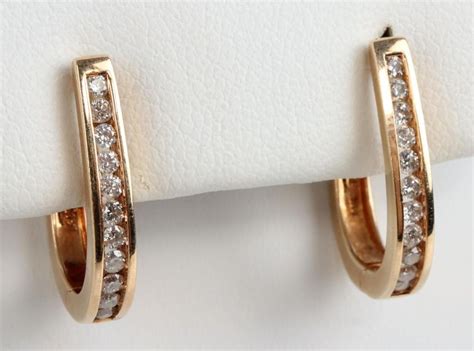 Sold Price Diamond 14k Yellow Gold Hinged Hoop Earrings February 3 0123 900 Am Est