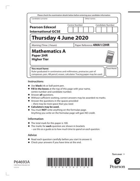 Edexcel 2020 Jun Paper